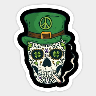 Cool Boho Sugar Skull Saint Patrick's Day Sticker